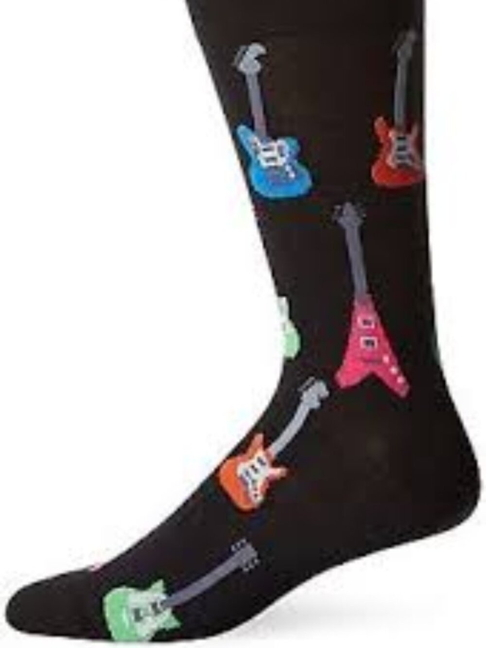 HOTSOX Mens Guitar Crew Socks Black Novelty Music Gift 6-12.5 605822-427